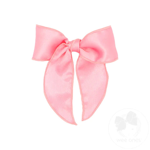 Satin Medium Pink Whimsy Tail Bow