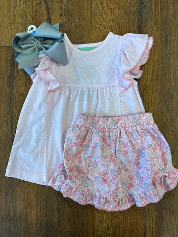 Pink Floral Ruffle Top & Shorts