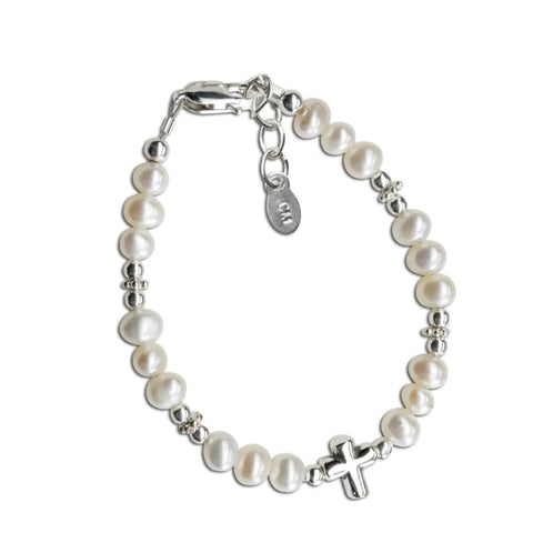 Silver Cross & Pearl Bracelet  moo