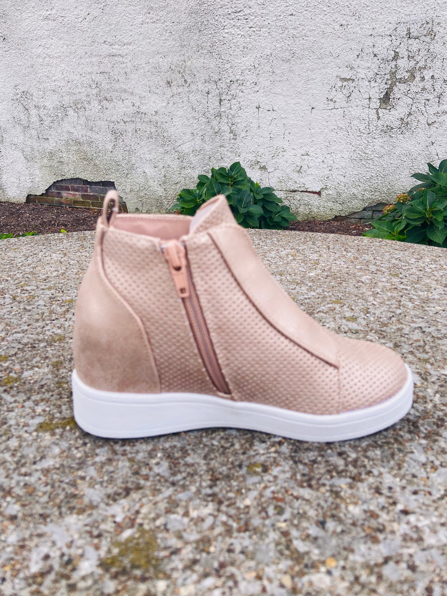 Blush sales wedge sneakers