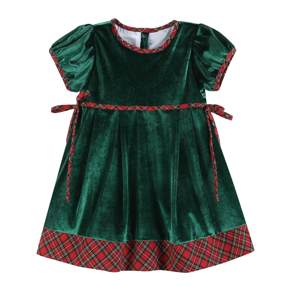 Velour Tartan Bow Dress