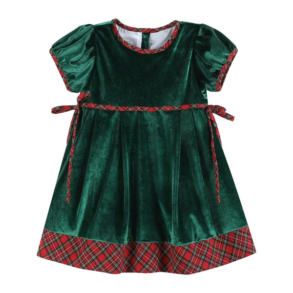 Velour Tartan Bow Dress