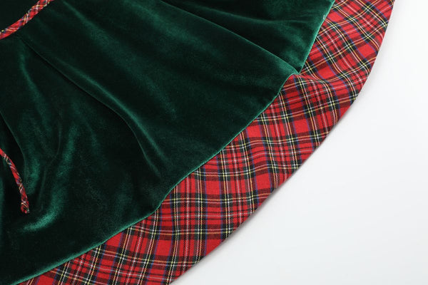 Velour Tartan Bow Dress