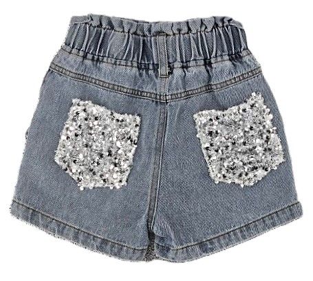 Sequin Denim Shorts