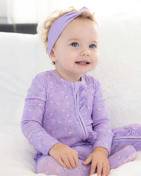 Lila Ruffle Footie