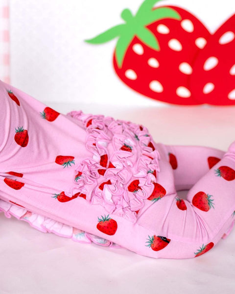 Hadley Strawberry Ruffle Footie