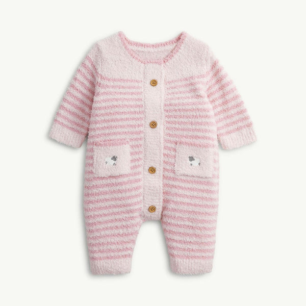 Chenille Sweater Romper -Pink