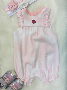 Ladybug Striped Romper