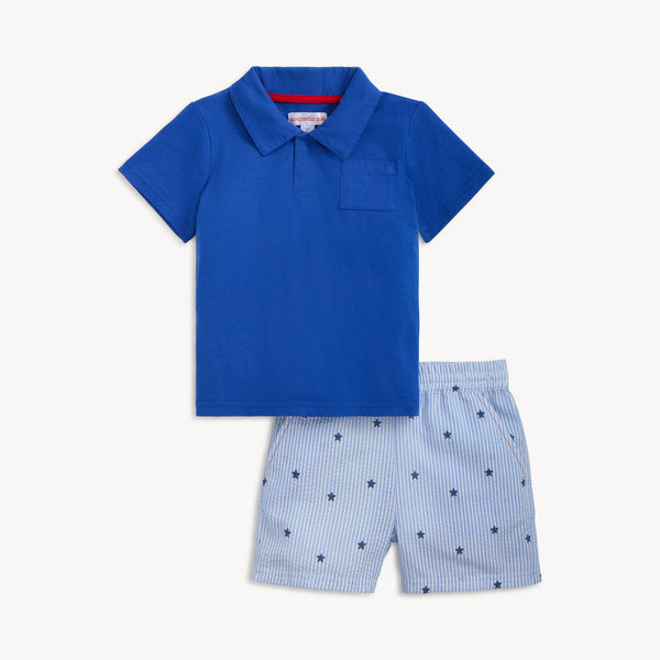 Seersucker Stripe & Polo Short Set