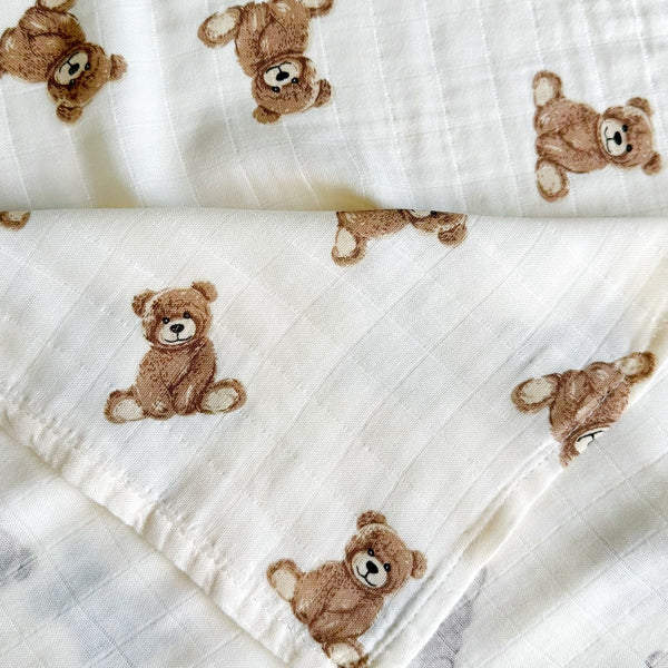 Teddy Bear Muslin Swaddle