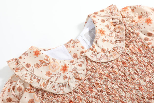Brown Floral Peter Pan Collar Dress