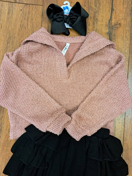 Dusty PInk Collar Sweater
