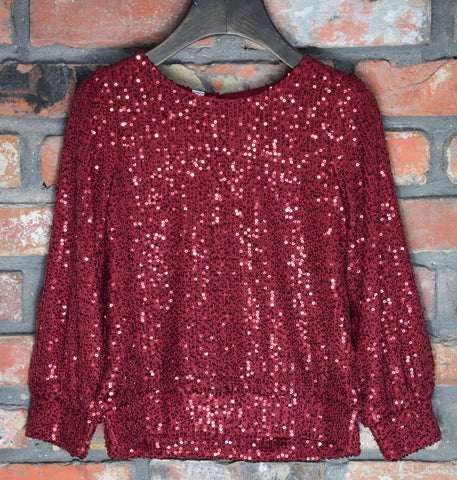Maroon Sequin Top
