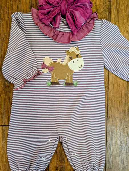 Horsey wi/ Bow Romper