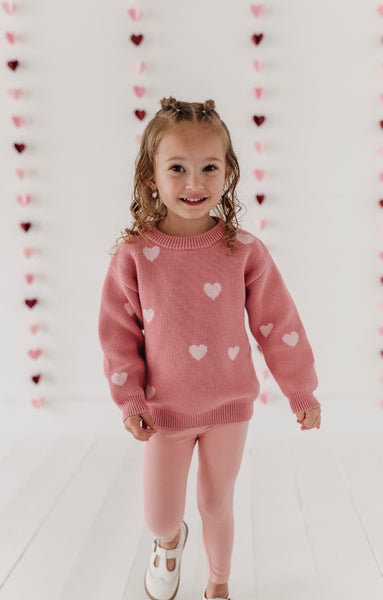Knit Sweater in Pink Hearts