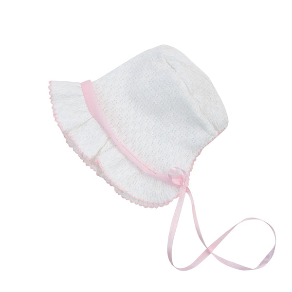 White Bonnet - Pink Chiffon