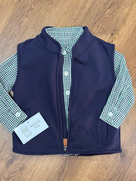 Navy/Green Plaid Button Down