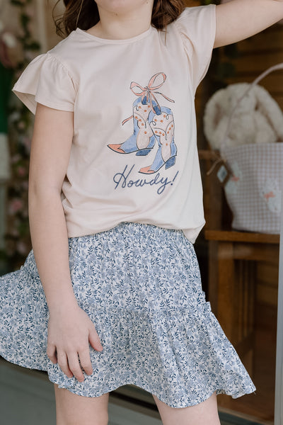 Howdy Top & Blue Floral Skort