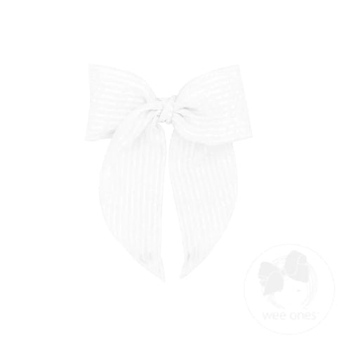 Seersucker Medium White Whimsy Tail Bow