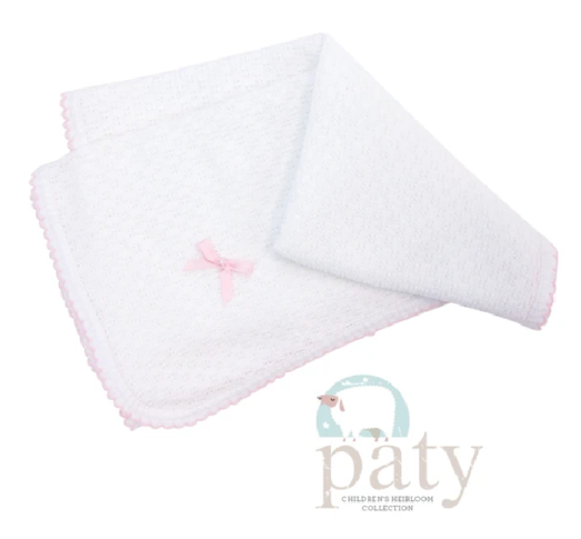 Receiving Blanket in Pink Trim