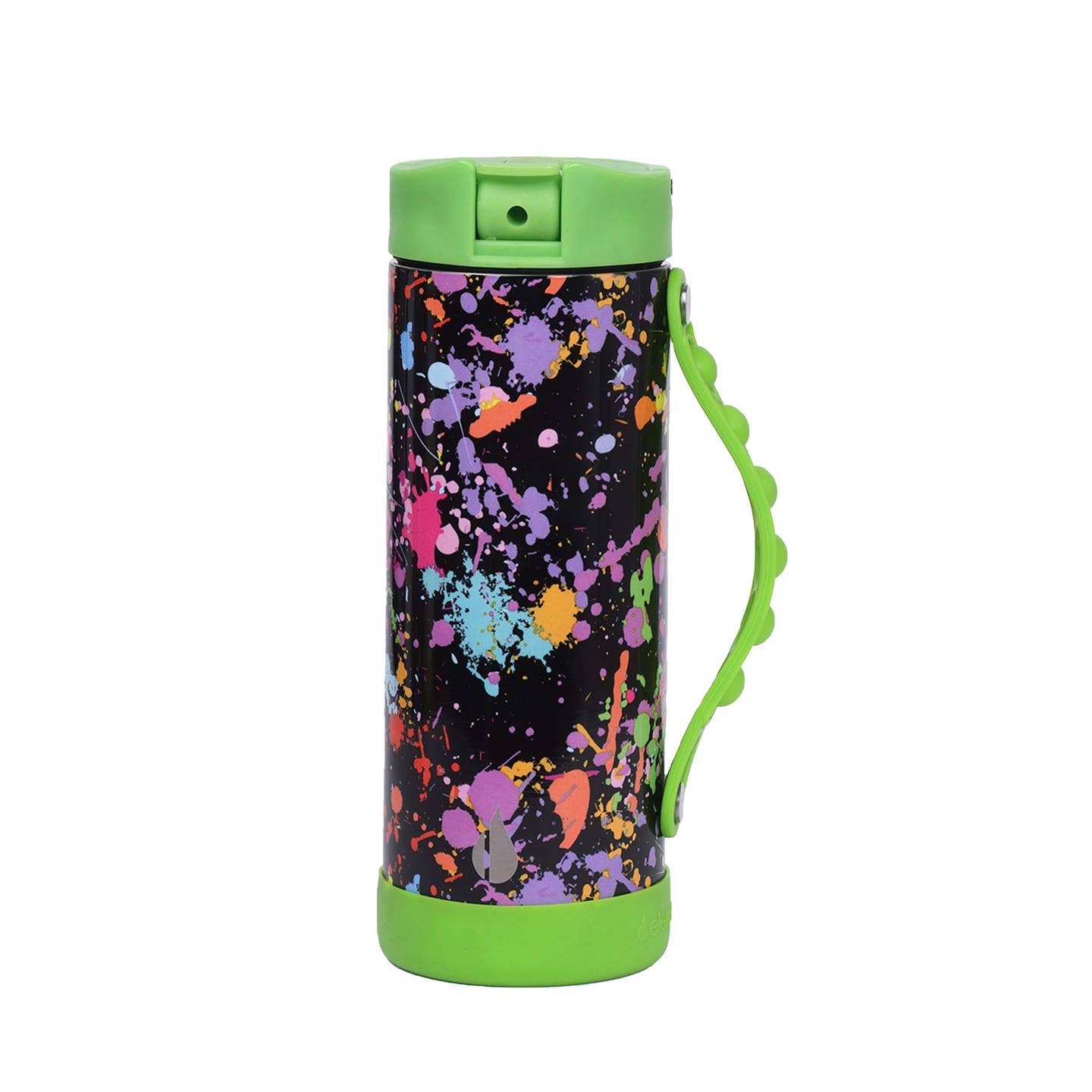 14oz Iconic Pop Bottle - Green Paint Splatter