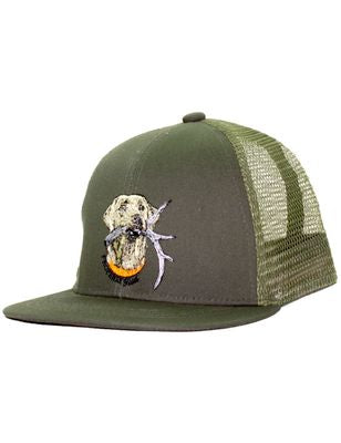 Lab with Antler Trucker Hat