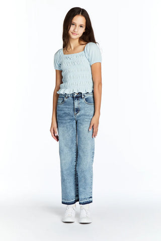 High Rise, Release Hem, Wide Leg Jeans