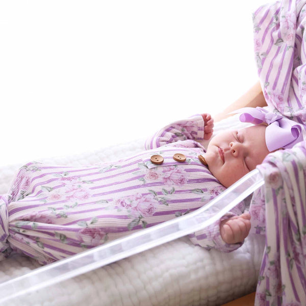 Lila's Lilacs Knot Gown & Hat Set