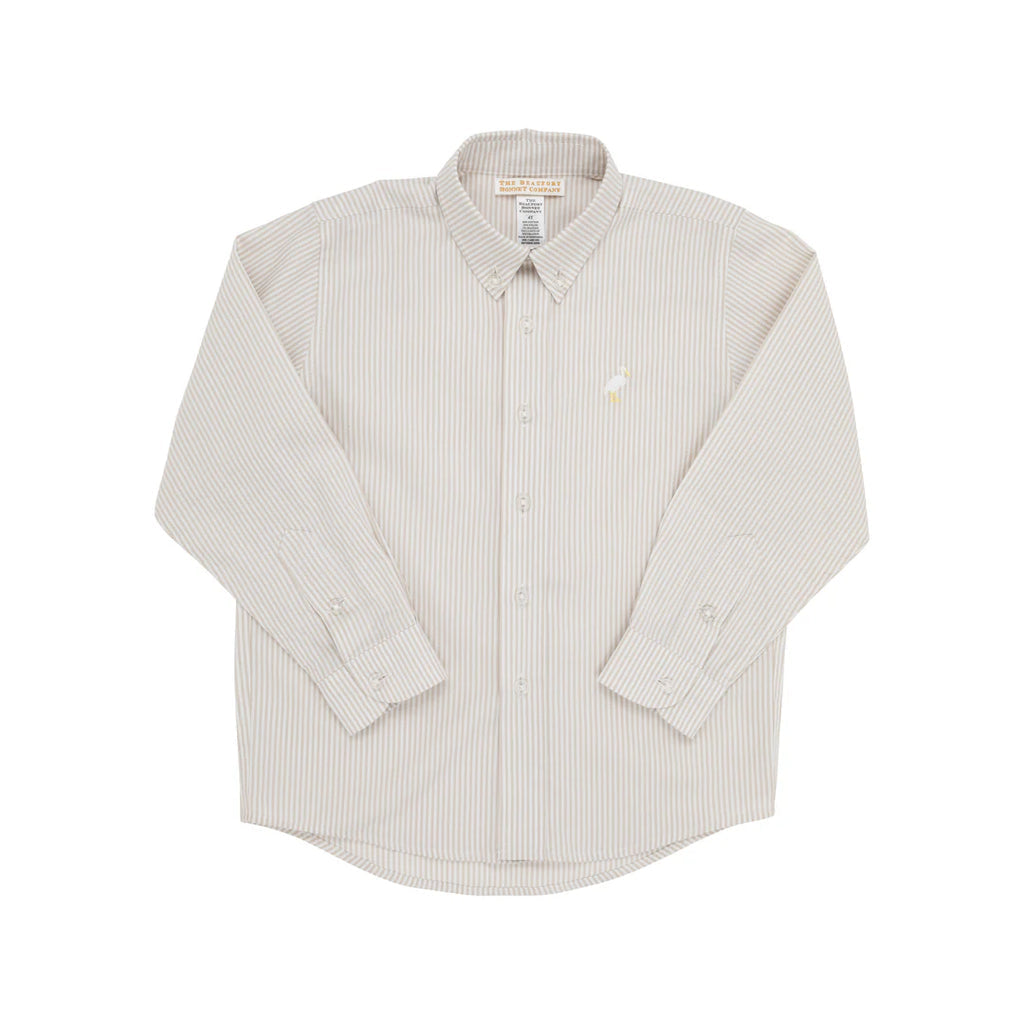 Dean’s Dress Shirt - Khaki Stripe