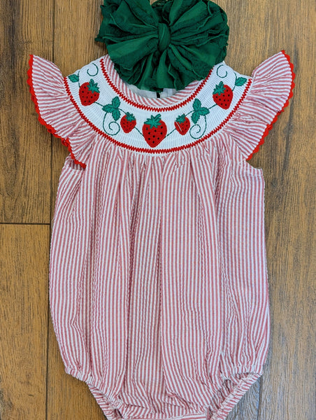 Strawberry Smocked Bubble