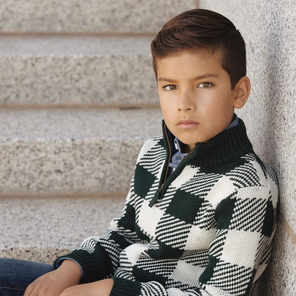 Green Check Half Zip