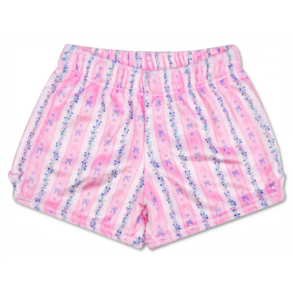 Floral Stripes Plush Shorts