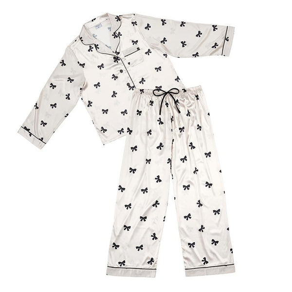 Ivory Black Bow Loungewear