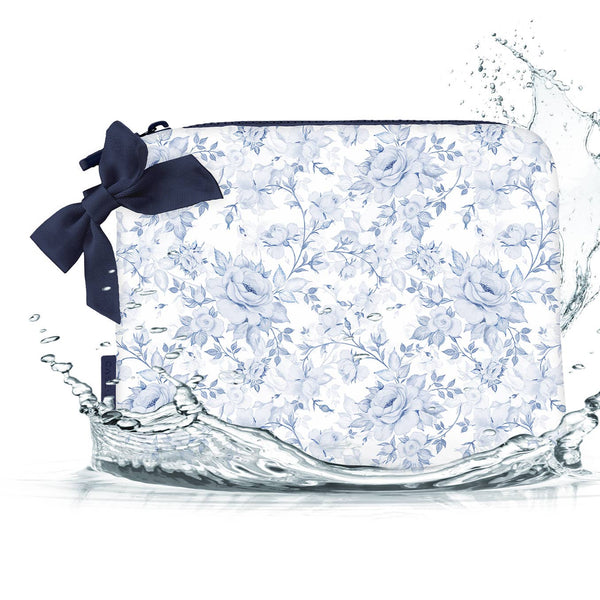 Navy Bow Crinkle Makeup Bag