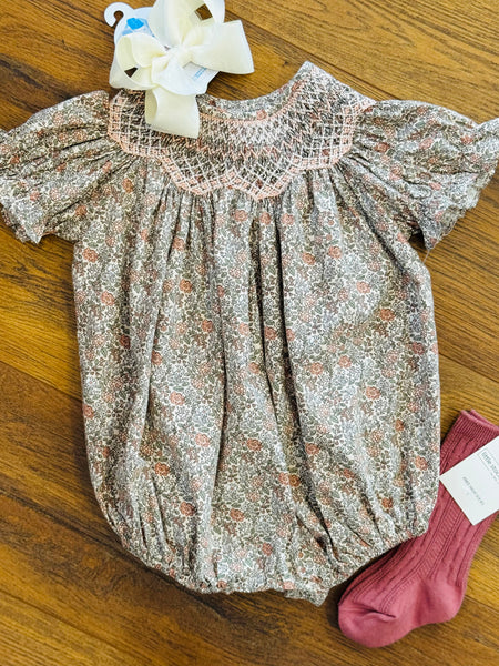 Peachy Pink Smocked Bubble