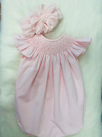 Pearl Pink Smocked Bubble