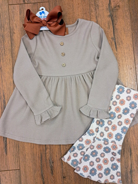 Floral Bell Bottoms - Mocha