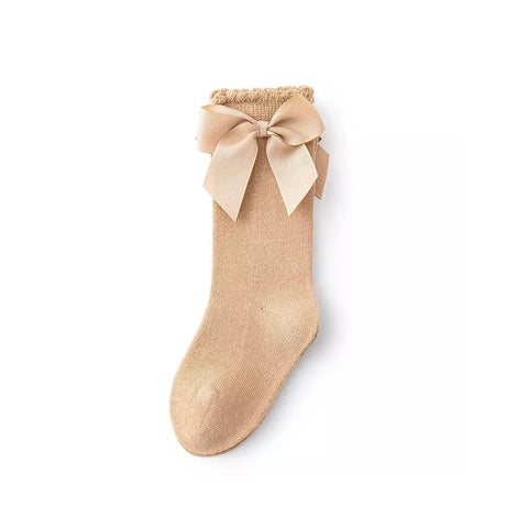 Bow Knee Socks - Taupe