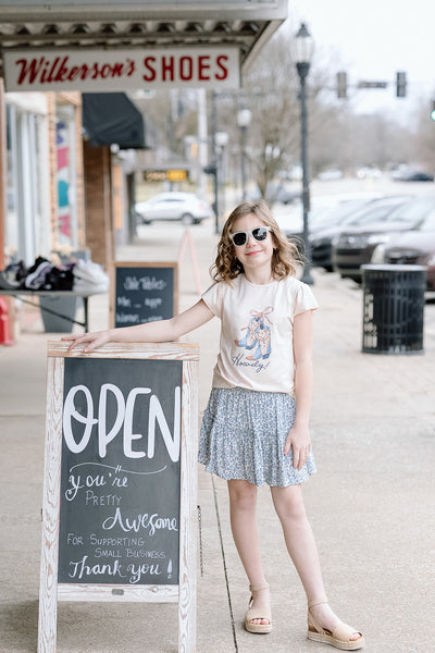 Howdy Top & Blue Floral Skort