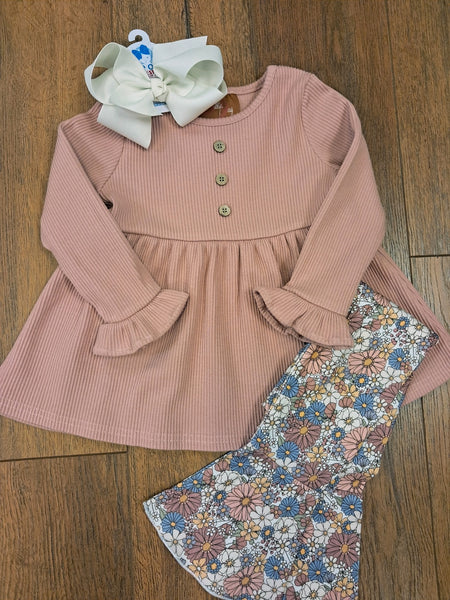 Floral Bell Bottom Set - Rose