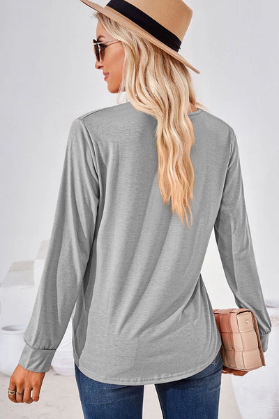 Square Neck Flutter Top in Gray