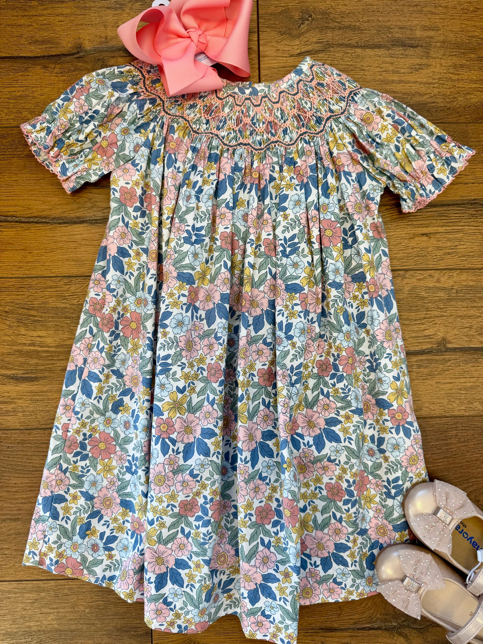 Floral Geo Smocked Dress