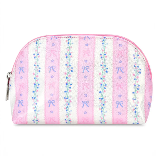 Floral Stripes Cosmetic Bag