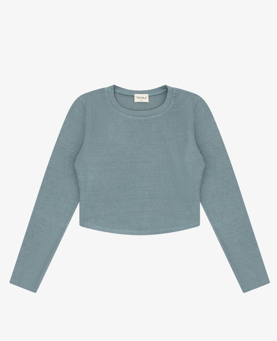 Ribbed L/S Top-Blue Moon