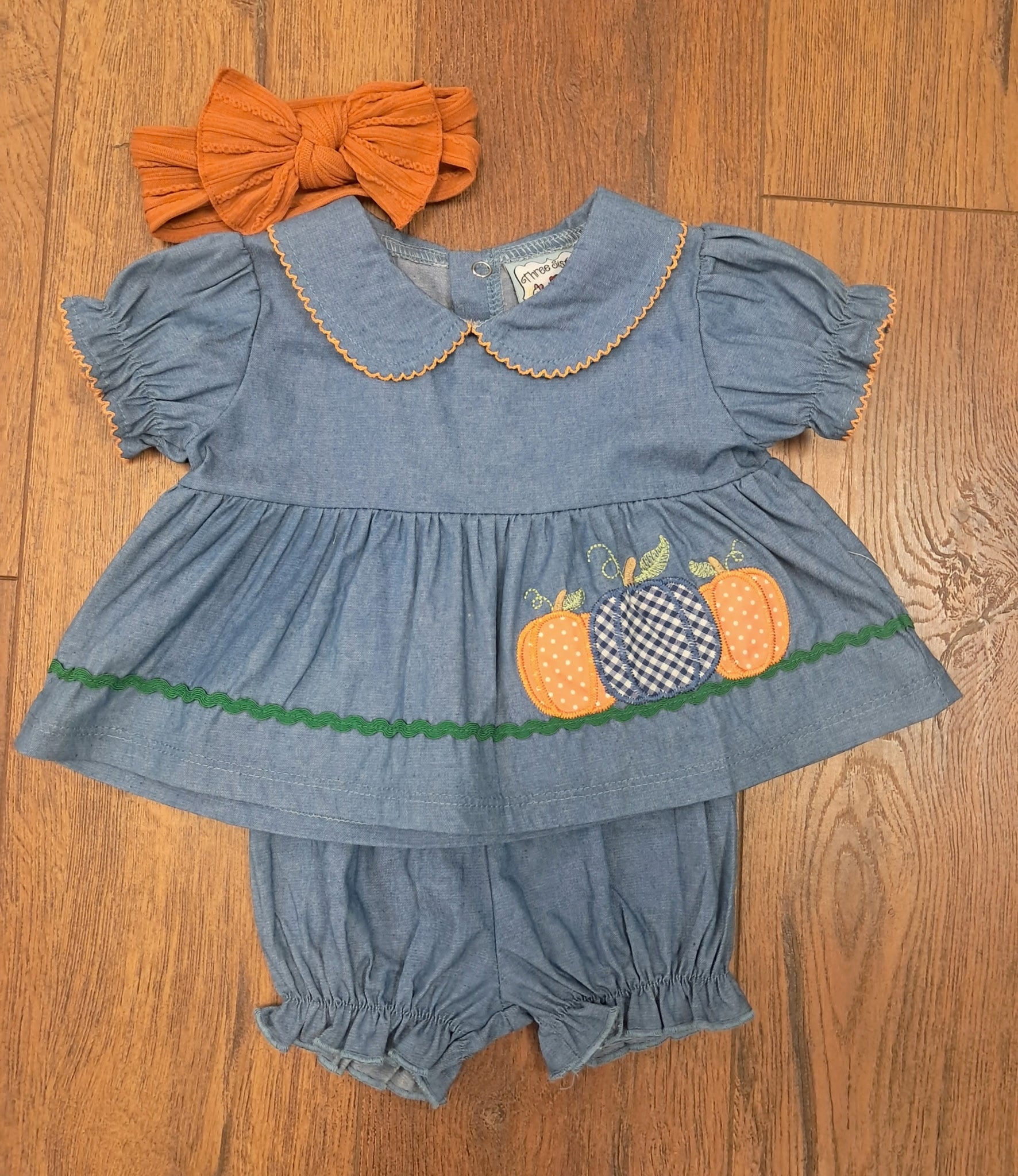 Denim Pumpkin Patch Bloomer Set