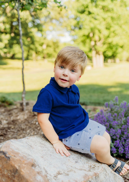 Seersucker Stripe & Polo Short Set