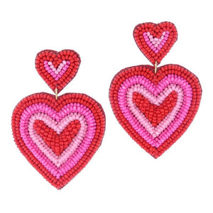 Beaded Hearts Earrings