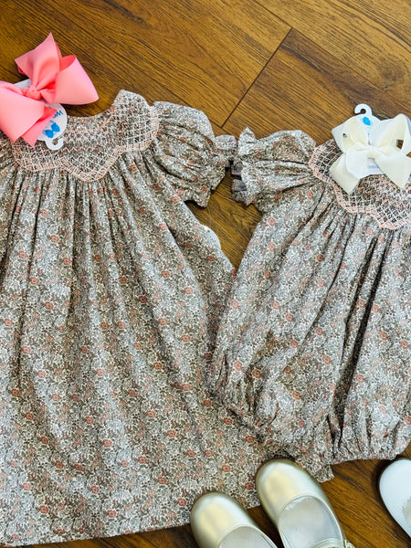 Peachy Pink Smocked Bubble