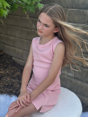 Ribbed Tank in Ballet Pink