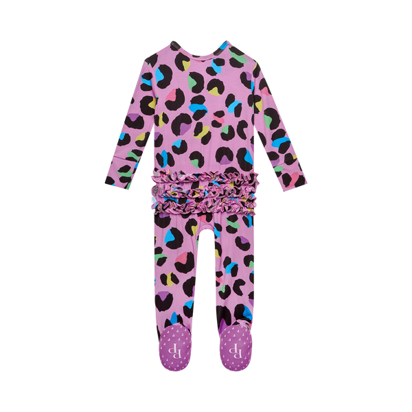 Electric Leopard Ruffle Footie